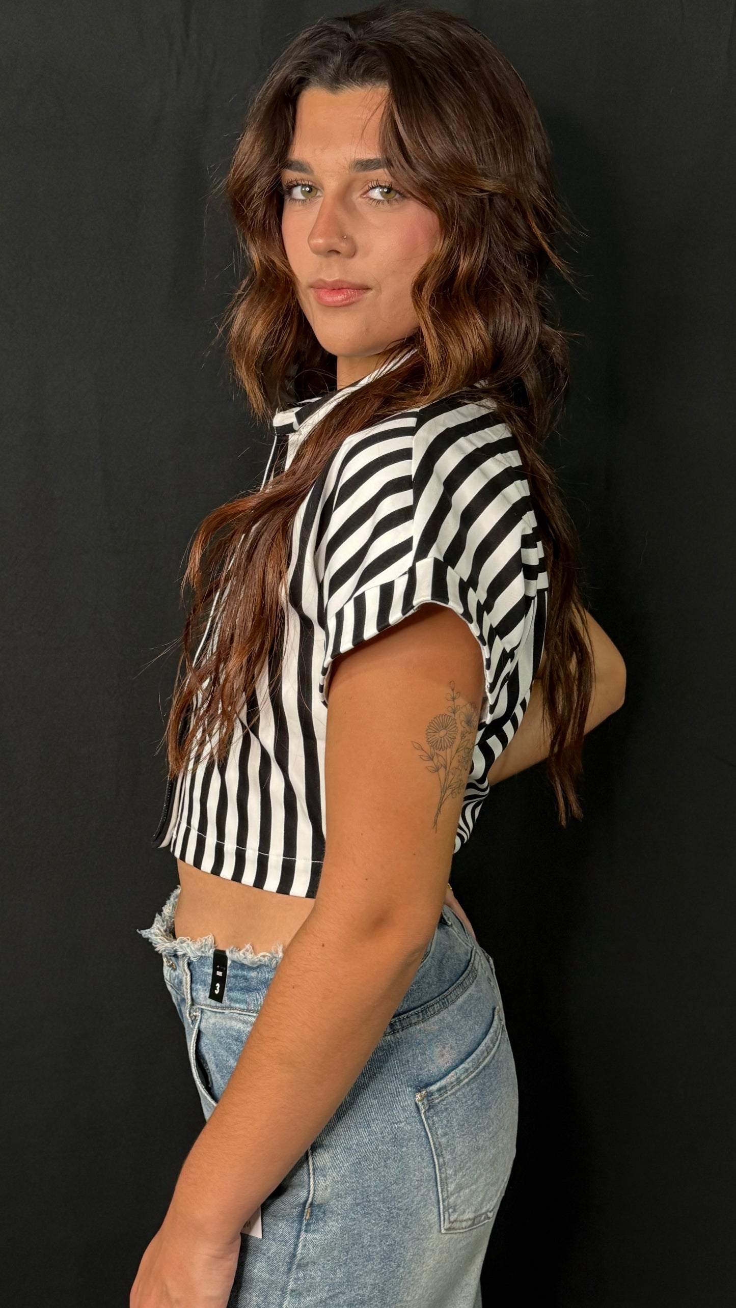 NITM Striped Button Down Blouse