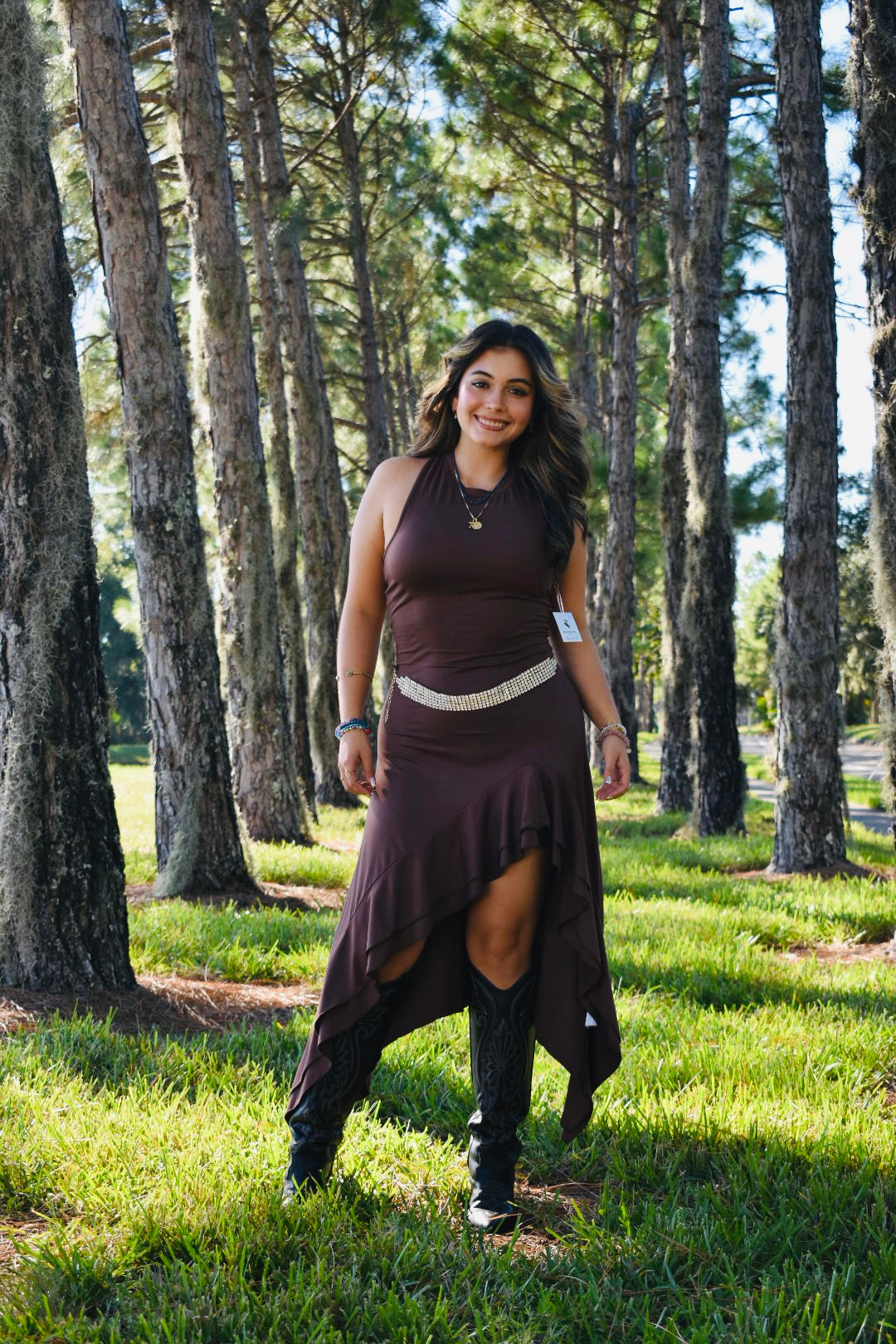 Feel Me Chocolate Ruffle Dress