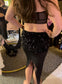 Black Sensation Party Top & Skirt Set