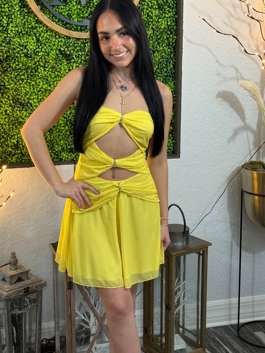 Sunshine Knot Sheer Mini Dress