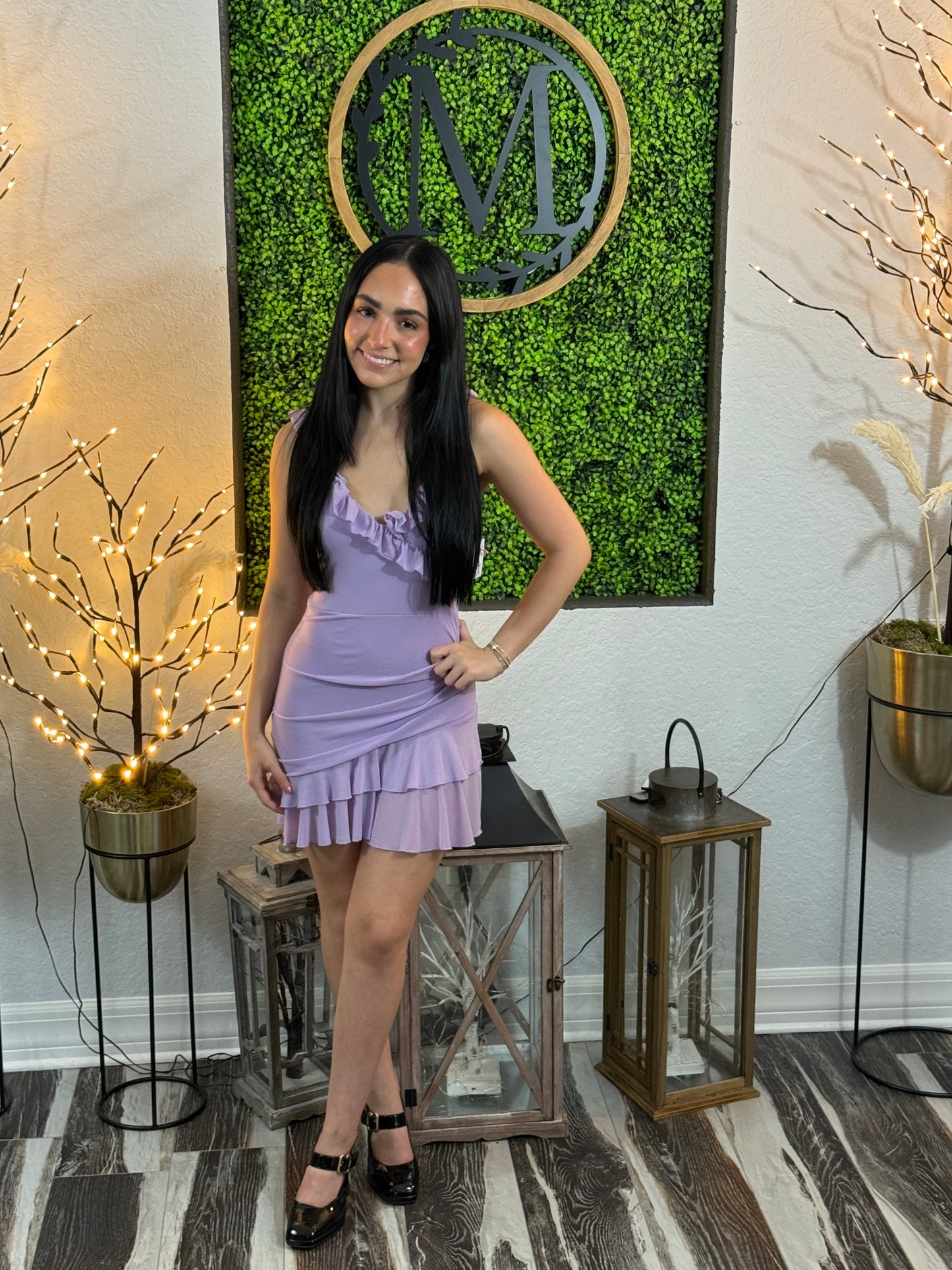 Noelia Sheer Ruffle Mini Dress