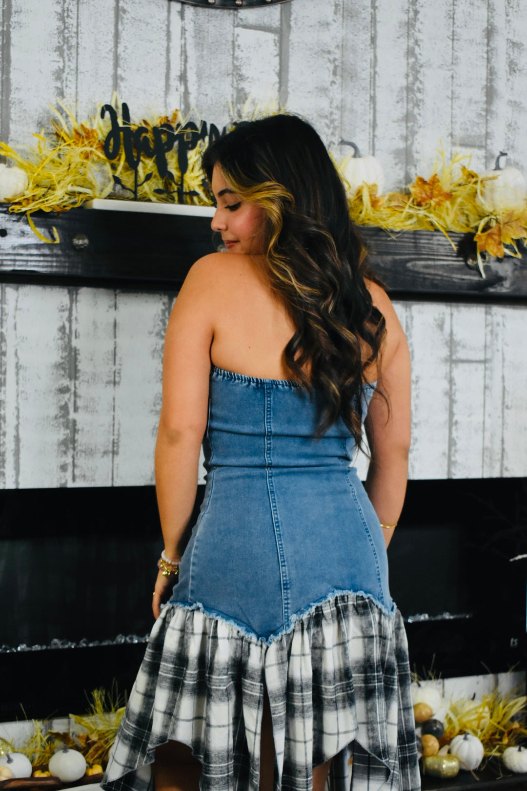 Denim Flannel Midi Dress