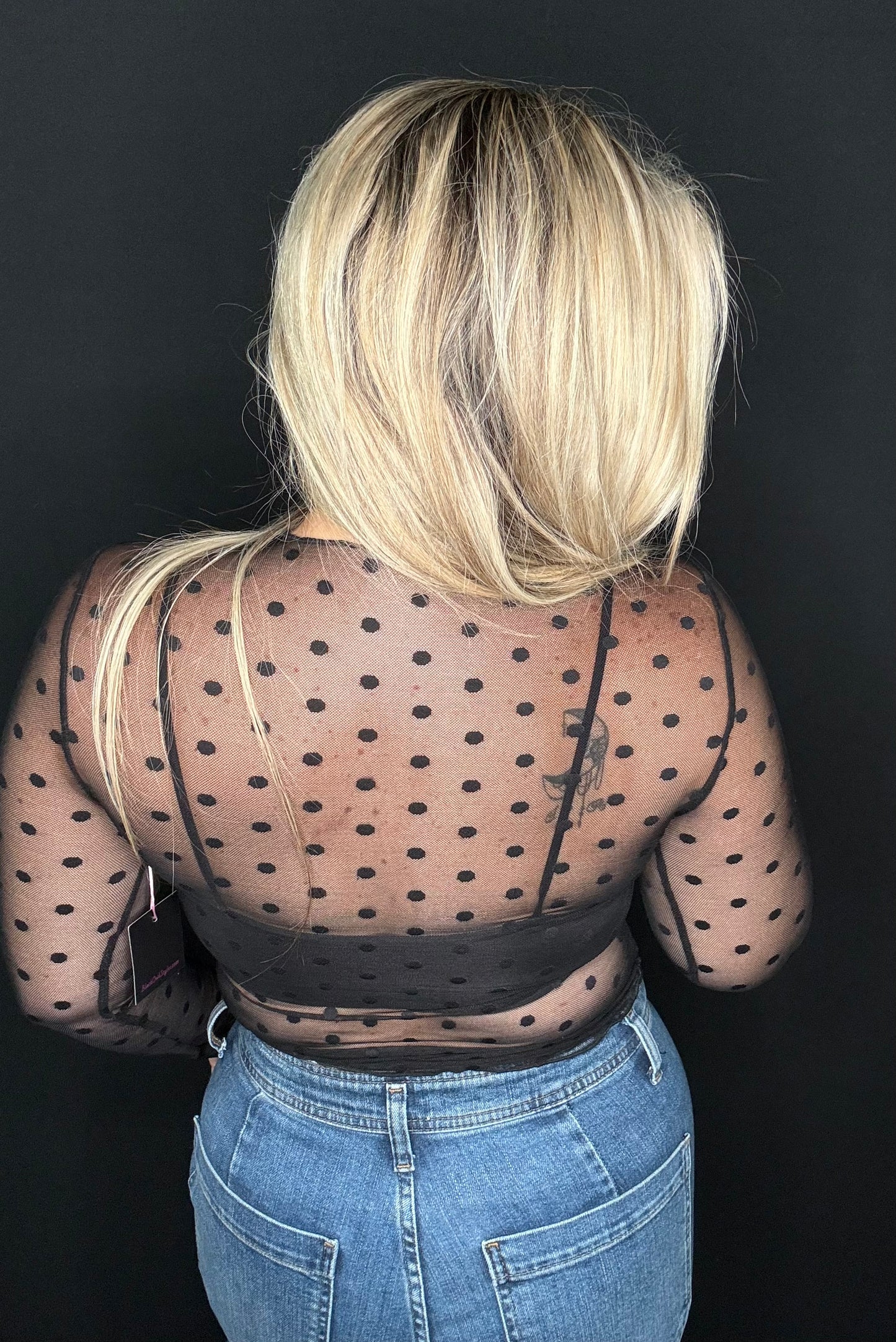 Polka Dot Sheer Long Sleeve Top