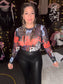 Graffiti Long Sleeve Sheer Rhinestone Bodysuit