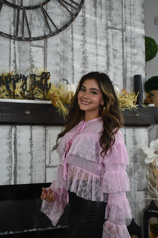 Boho Angel Ruffle Lace Long Sleeve Blouse