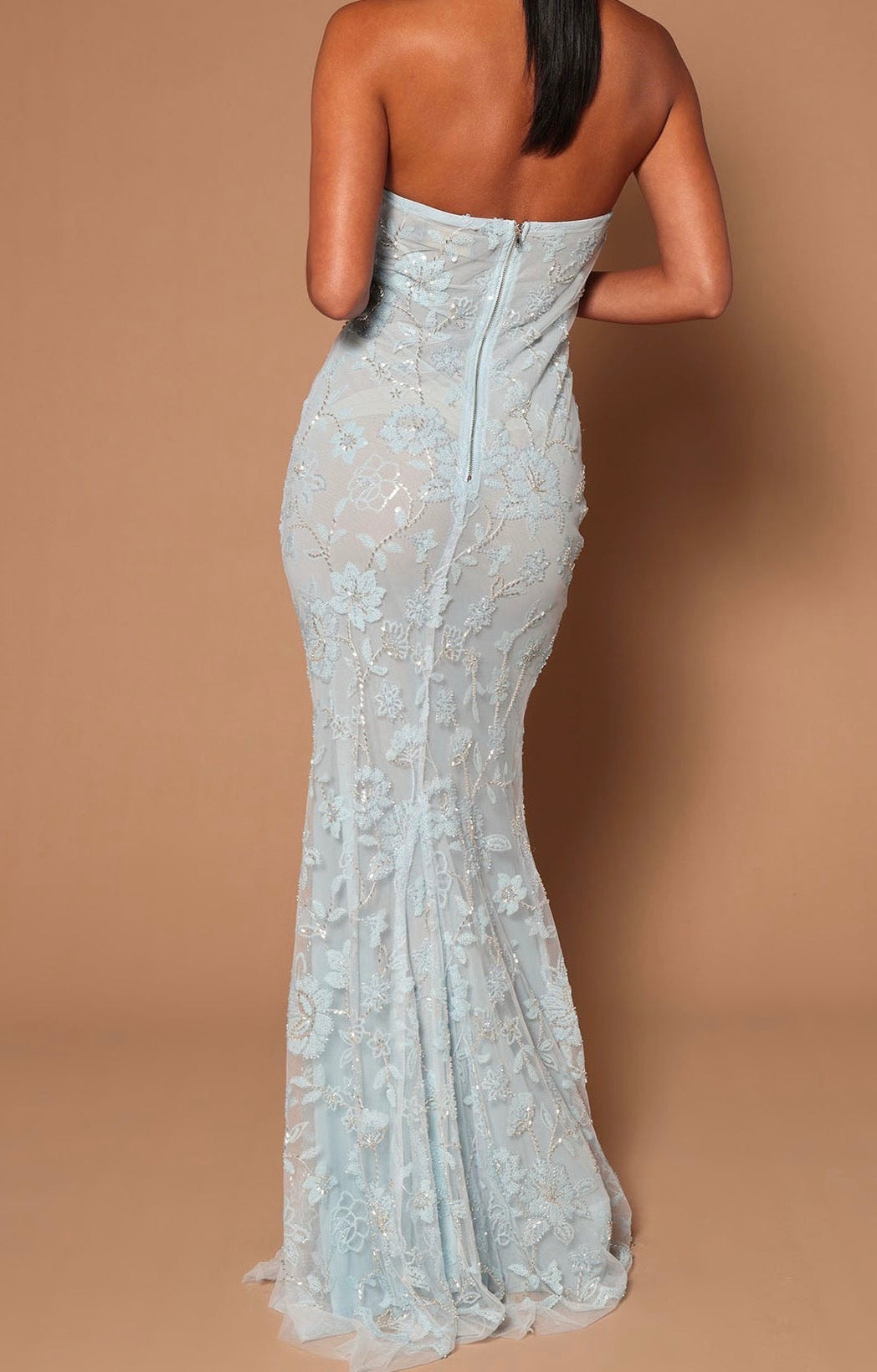 Blue Sugar Cane Flower Sequin Dress