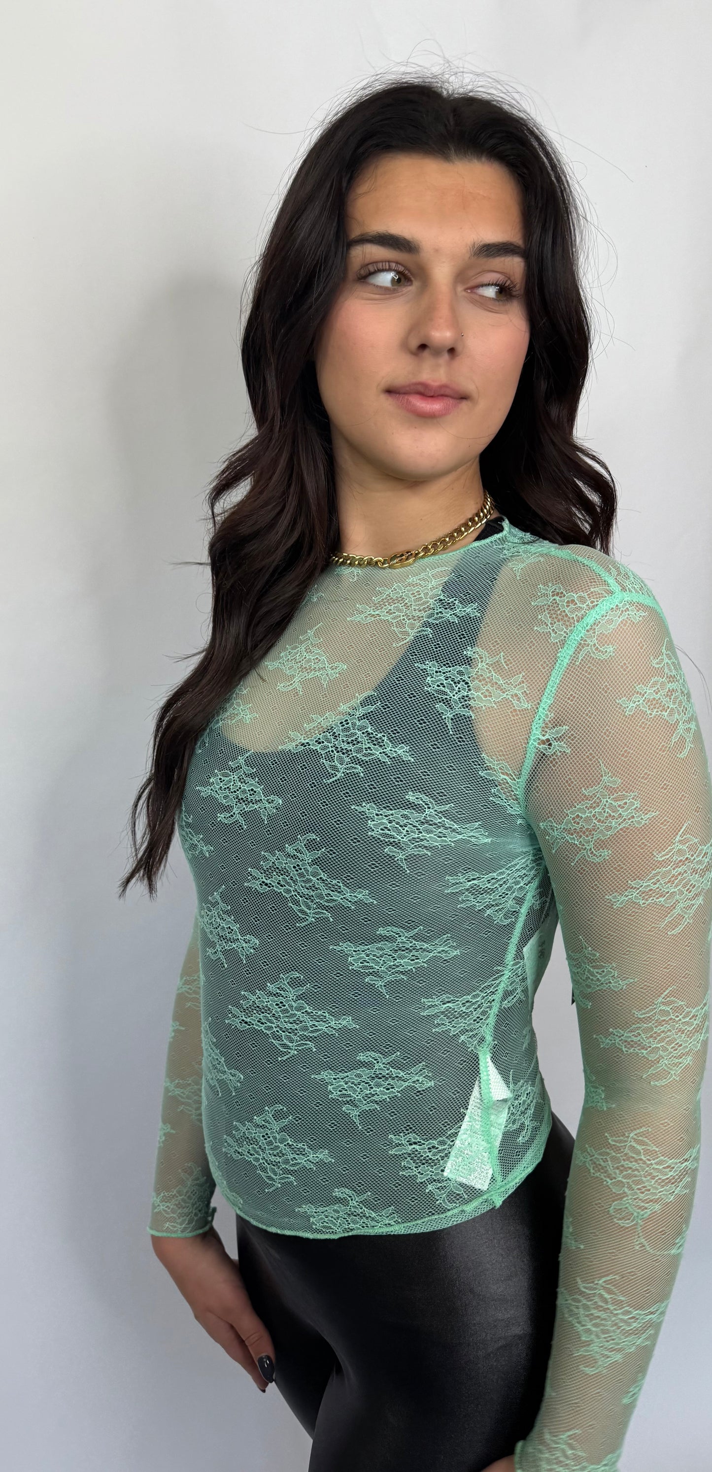Aqua Lace Long Sleeve Top