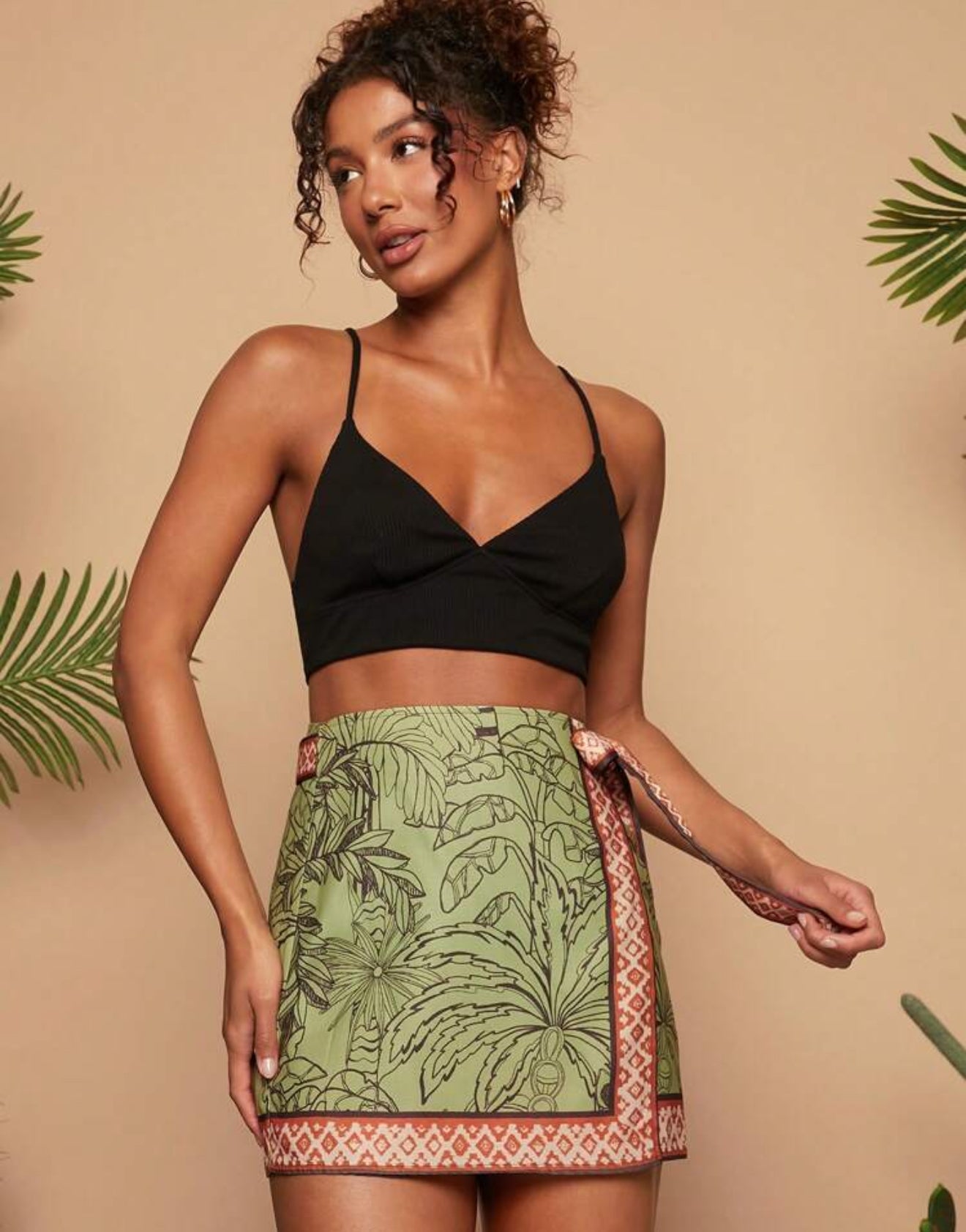 Tropical Print Boho Wrap Skirt