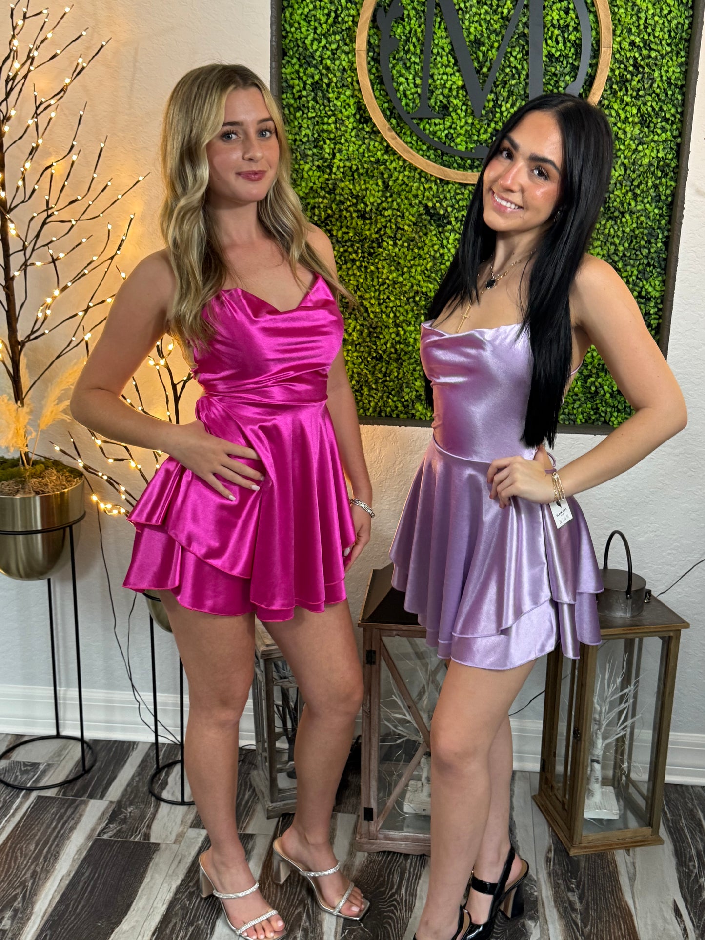 Alondra Satin Backless Flowy Mini Dress