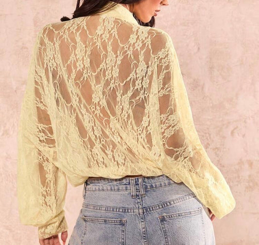 Butterly Long Sleeve Lace Blouse