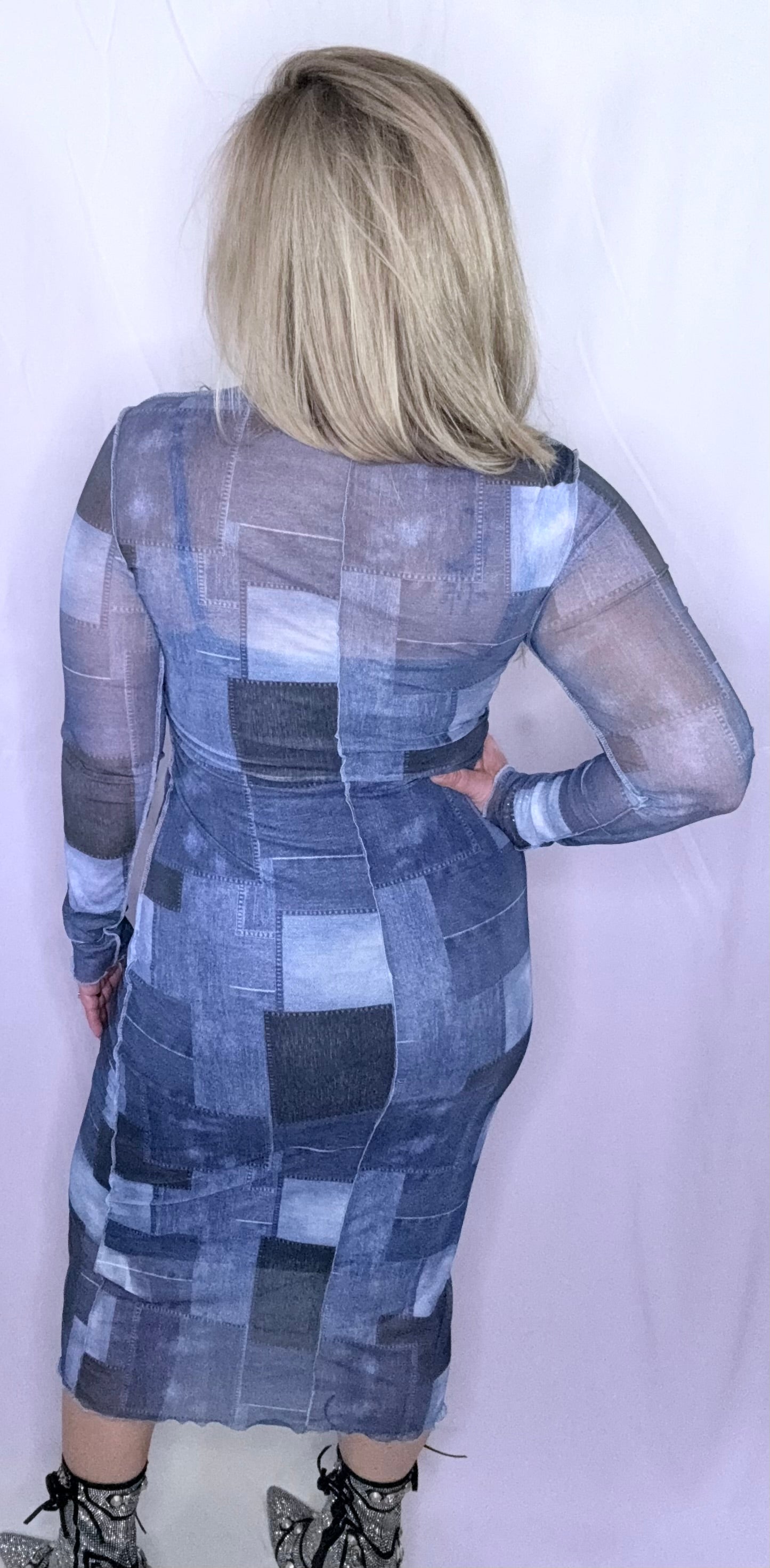 Denim Patch Print Dress