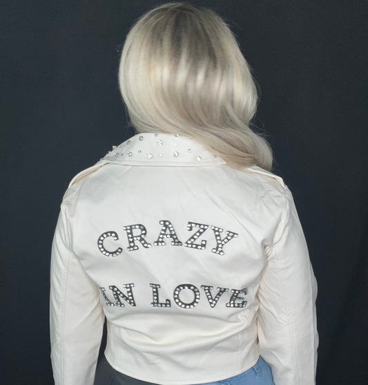 Crazy in Love Vegan Leather Rhinestone Jacket