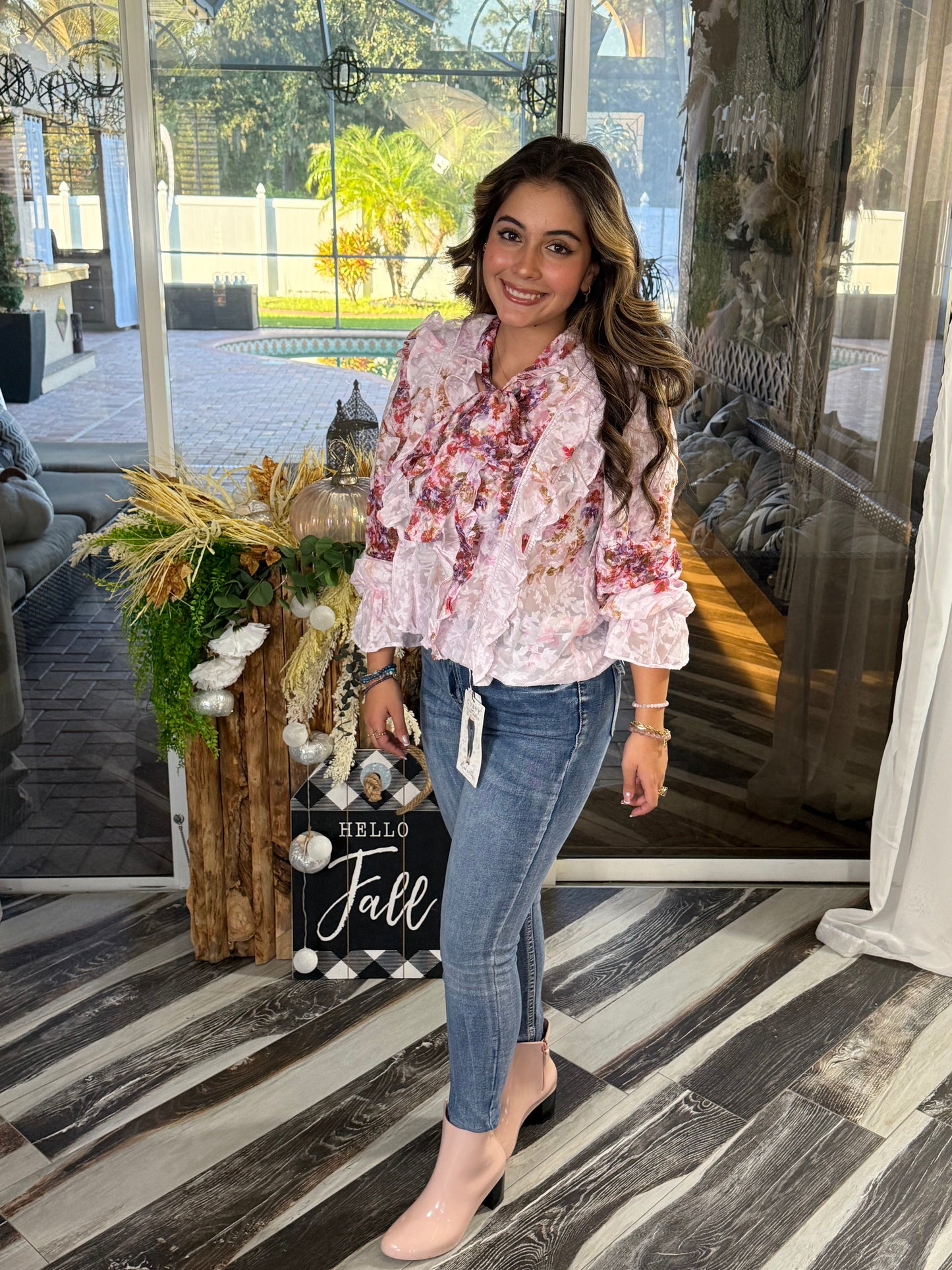 Pastel Flower Ruffle Blouse