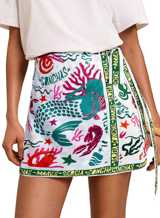 Tropical Style Tie Wrap Skirt
