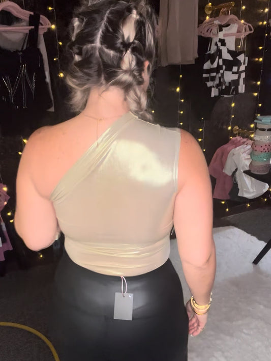 Metallic Girly One Shoulder Bodysuit