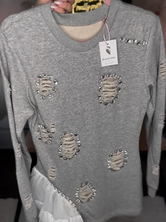 Catia Distressed Embellished Sweater