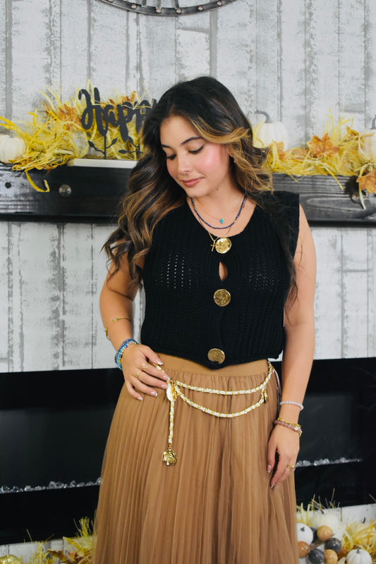 Mystic Black Knitted Vest