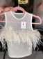 Andrys Sexy Feather Sheer Top