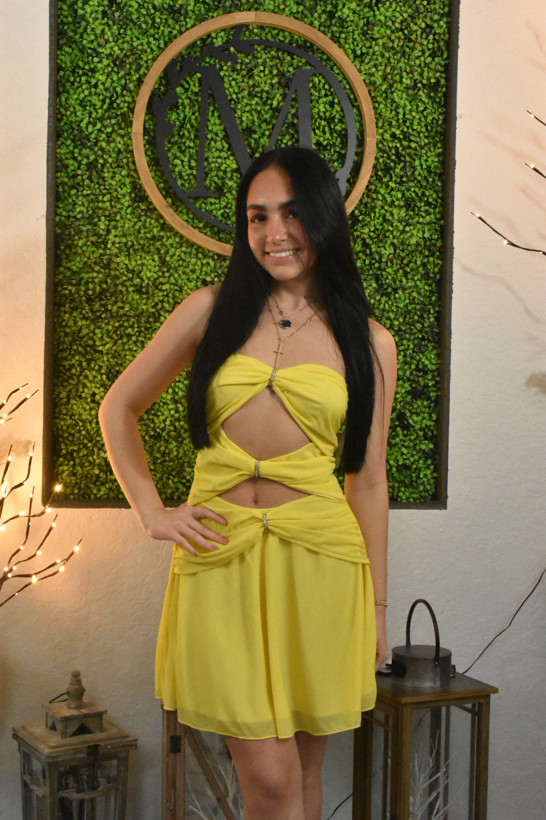 Sunshine Knot Sheer Mini Dress