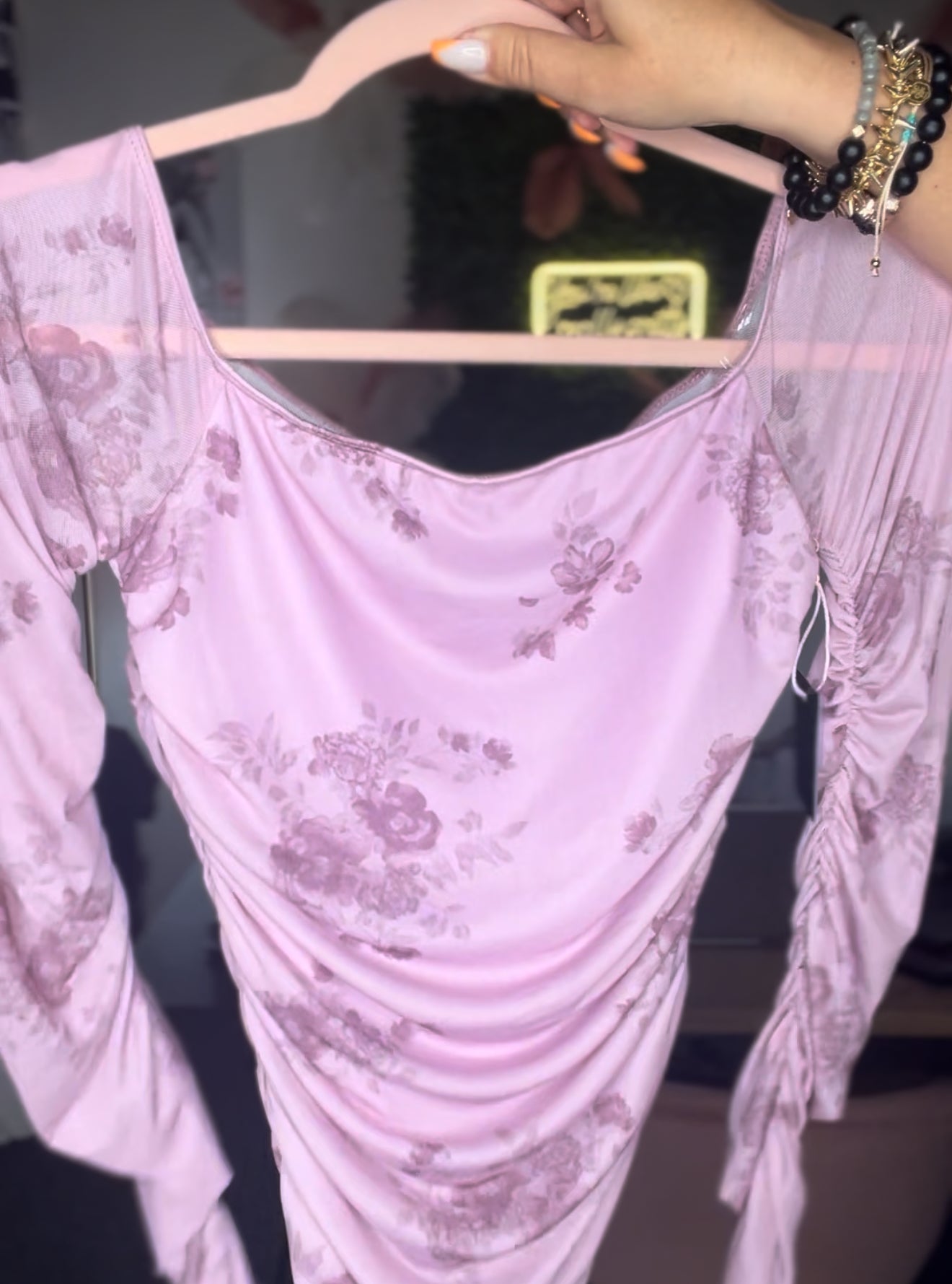 Pinky Flower Long Sleeve Top