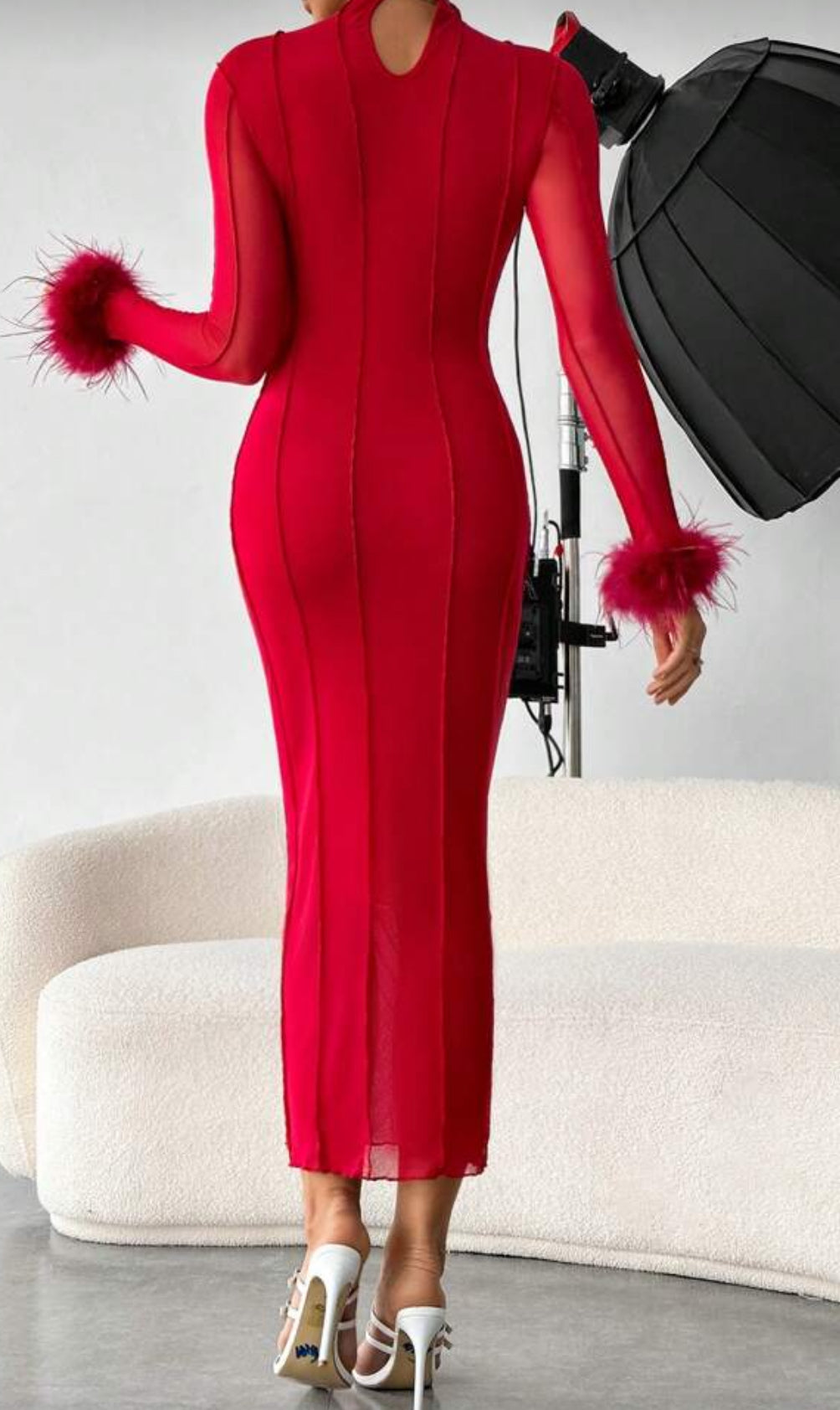 Myriah Red Feather Dress