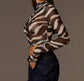 Brown Zebra Sheer Long Sleeve Top