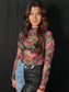 Pretty Pink Flower Long Sleeve Sheer Top