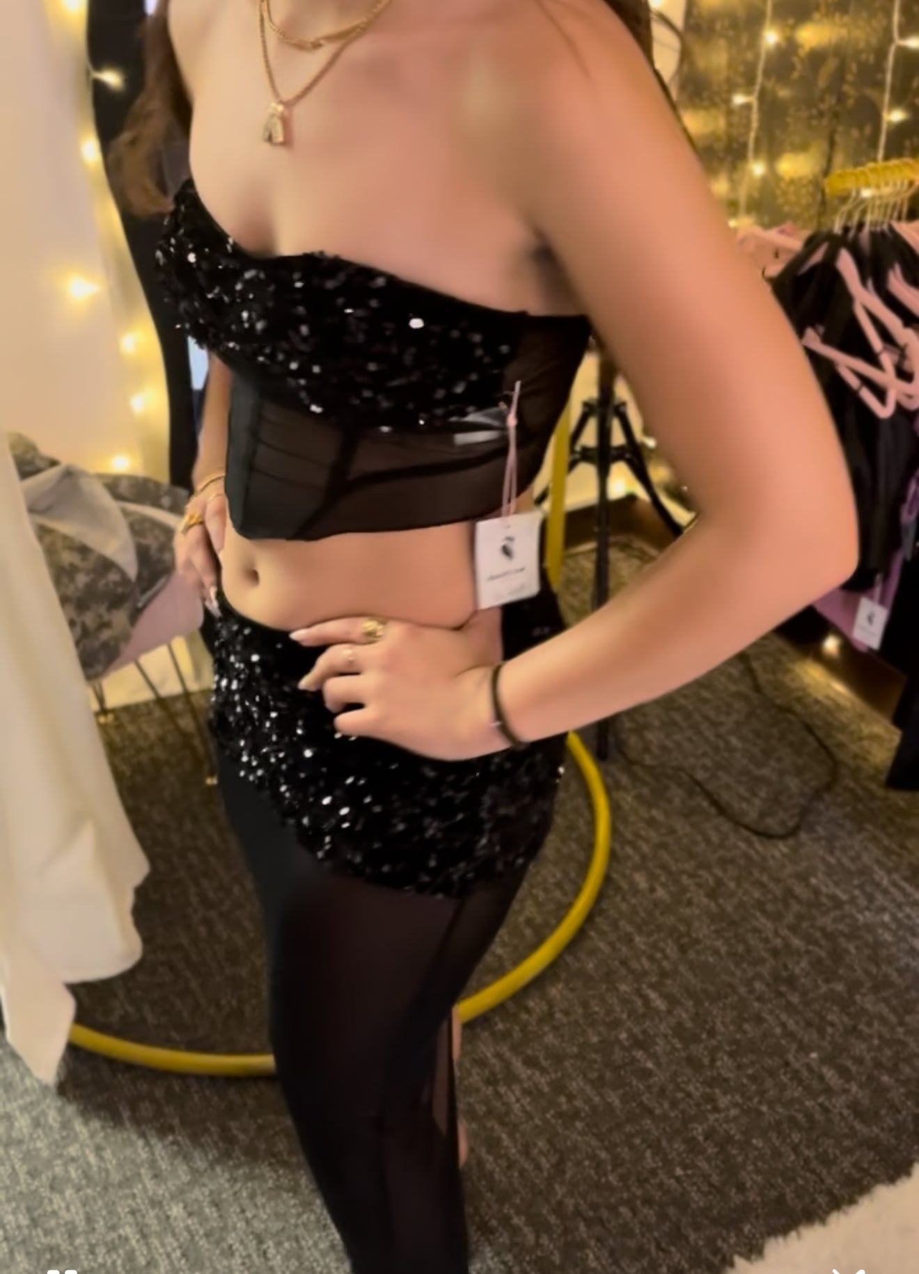 Black Sensation Party Top & Skirt Set