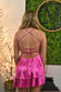 Alondra Satin Backless Flowy Mini Dress