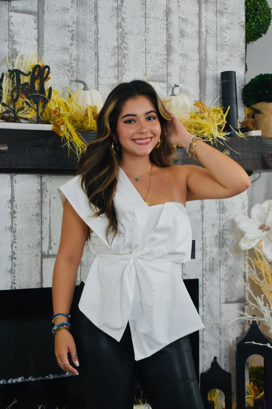 Surprise Me Bow One Shoulder Top