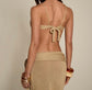 Golden Shimmer Crochet Flower Top & Skirt Set
