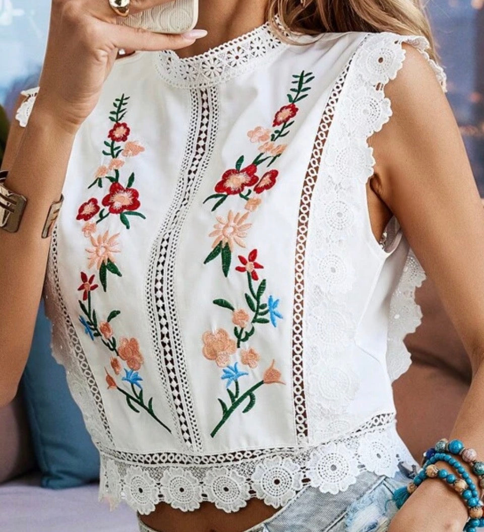 Cammy Flower Embroidered Top