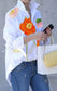 Nuria Flower Rhinestone Accent Collar Blouse