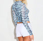 Blue Zebra Sheer Long Sleeve Top