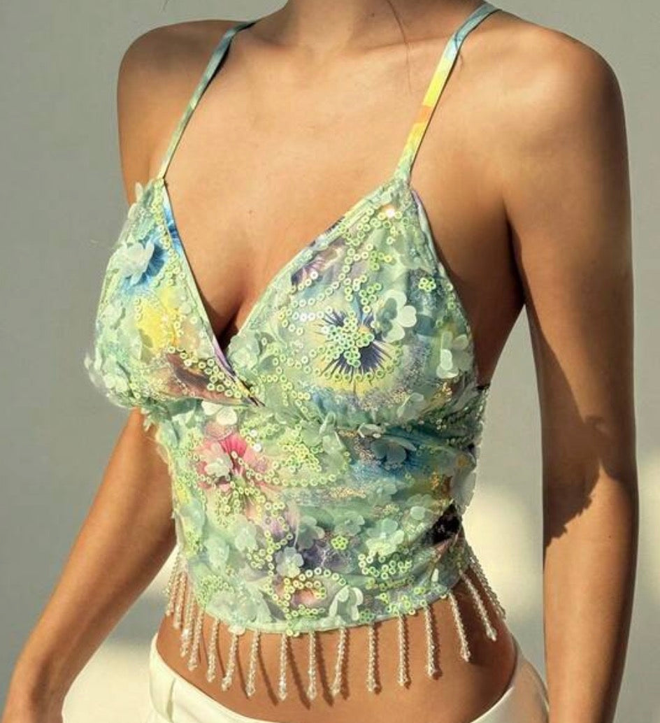 Luliv Sequin 3d Flowers Top