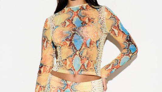 Wild Snake Mesh Sheer Top