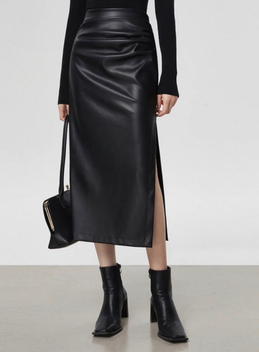 Kish Vegan Leather Long Skirt