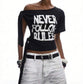 No Rules Assymetrical Short Sleeve Top