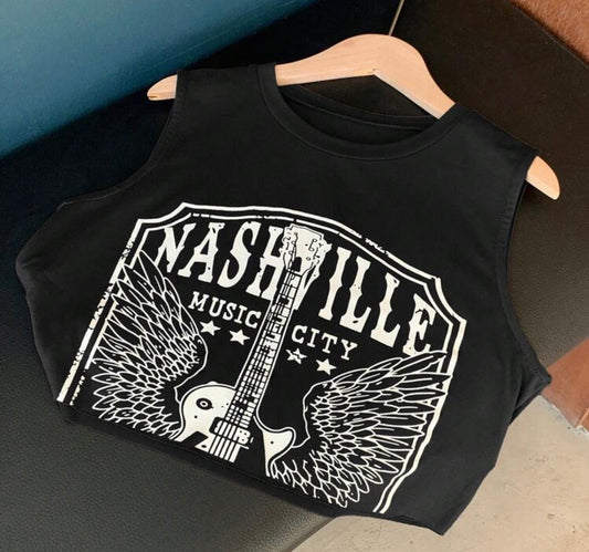 Music Festival Guitar Style Crop Top