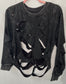 Rhinestone Shredded Sweatshirt