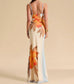 Athena Flower Print Mesh Long Midi Dress