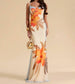 Athena Flower Print Mesh Long Midi Dress