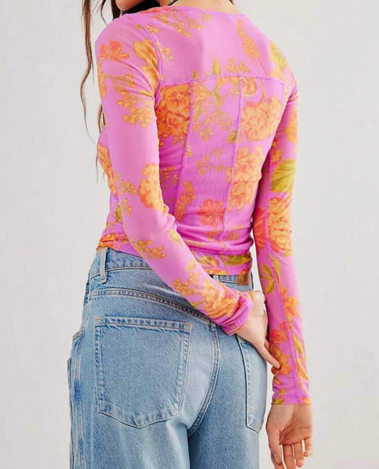 Pinky Flowerly Long Sleeve Top