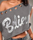 Believe Assymetrical Off-Shoulder Crop Top