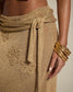 Golden Shimmer Crochet Flower Top & Skirt Set