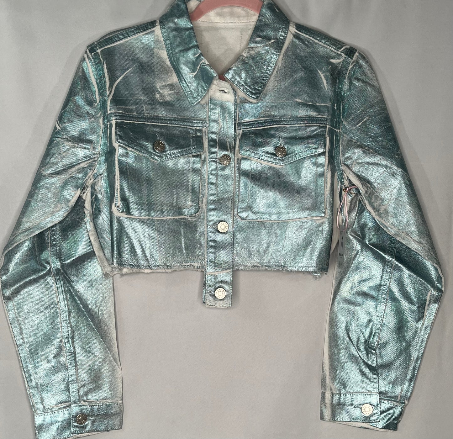 Metallic Cropped Denim Jacket