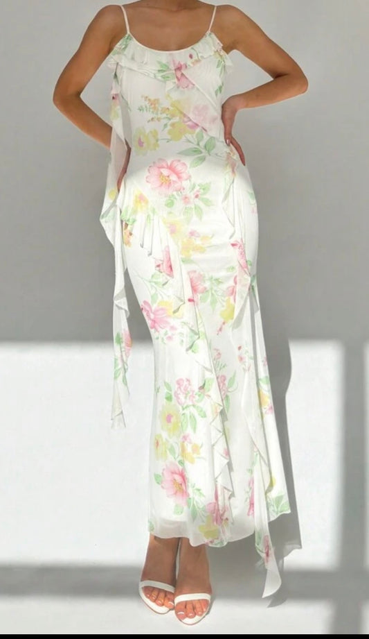 Ruffle Fun Long Maxi Long Dress