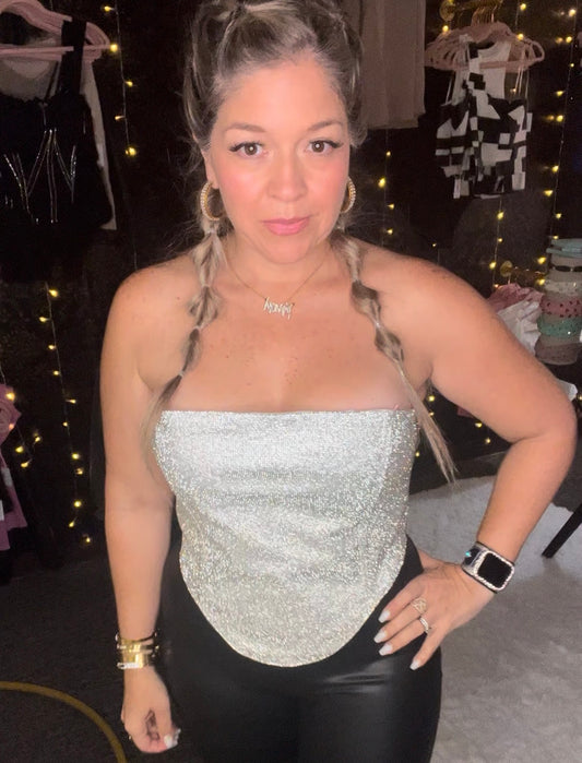 Party Rhinestone Strapless Corset Top