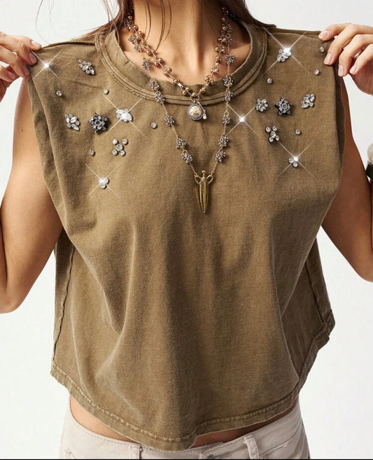 Sparkly Boho Sleeveless top