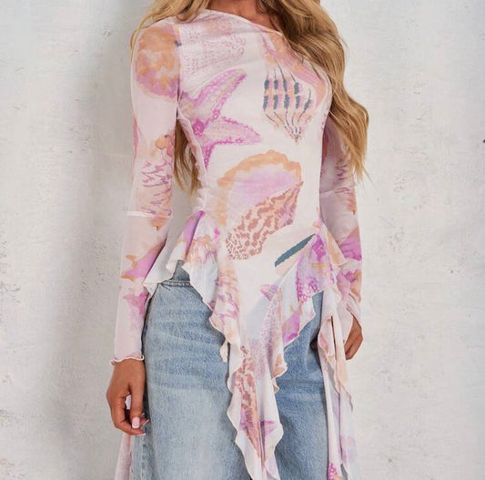 Shelly Long Sleeve Ruffle Top